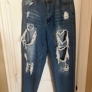 Missguided Distressed Blue Jeans - size 12